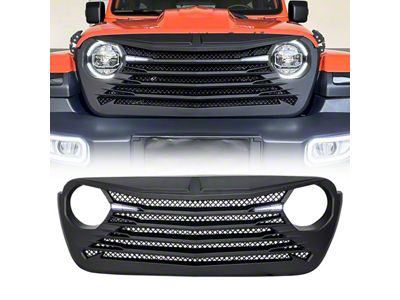 American Modified Tomahawke Grille with LED Eyebrow; Matte Black (20-25 Jeep Gladiator JT w/o TrailCam)