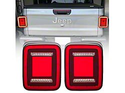 American Modified Tunnel LED Tail Lights; Black Housing; Red Lens (20-26 Jeep Gladiator JT w/ Factory Halogen Tail Lights)