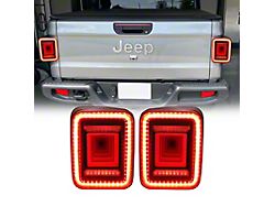 American Modified Tunnel LED Tail Lights; Black Housing; Smoked Lens (20-26 Jeep Gladiator JT w/ Factory Halogen Tail Lights)