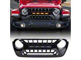 American Modified Armor Grille with Amber Lights; Glossy Black (18-26 Jeep Wrangler JL)