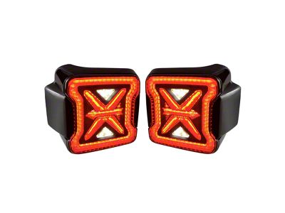 American Modified Arrow LED Tail Lights; Black Housing; Smoked Lens (07-18 Jeep Wrangler JK)
