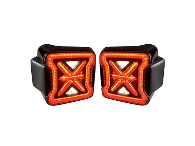 American Modified Arrow LED Tail Lights; Black Housing; Smoked Lens (18-25 Jeep Wrangler JL w/ Factory Halogen Tail Lights)