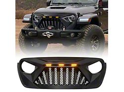 American Modified Goliath Grille with LED Amber Lights; Glossy Black (18-26 Jeep Wrangler JL w/o TrailCam)