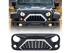 American Modified Goliath Grille with LED DRL and Turn Signals; Matte Black (07-18 Jeep Wrangler JK)