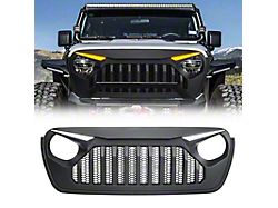American Modified Vader Grille with LED Eyebrow DRL and Turn Signals; Matte Black (18-26 Jeep Wrangler JL w/o TrailCam)