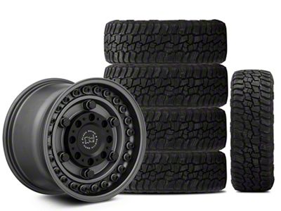 17x9 Black Rhino Armory & 35in Mickey Thompson All-Terrain Baja Boss A/T Tire Package; Set of 5 (18-25 Jeep Wrangler JL)