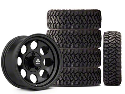 15x8 Mammoth 8 & 35in Mickey Thompson Mud-Terrain Baja Legend MTZ Tire Package; Set of 5 (97-06 Jeep Wrangler TJ)