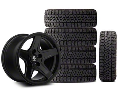 15x8 Mammoth Boulder & 33in Mickey Thompson Mud-Terrain Baja Legend EXP Tire Package; Set of 5 (97-06 Jeep Wrangler TJ)