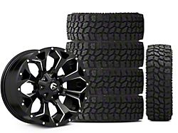 20x9 Fuel Wheels Assault & 35in Mudclaw Mud-Terrain Comp MTX Tire Package; Set of 5 (18-25 Jeep Wrangler JL)
