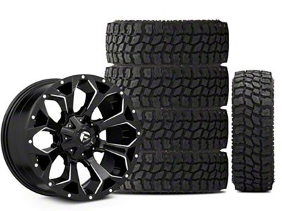 20x9 Fuel Wheels Assault & 35in Mudclaw Mud-Terrain Comp MTX Tire Package; Set of 5 (18-25 Jeep Wrangler JL)