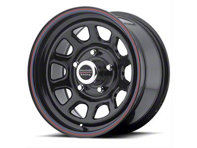 American Racing AR767 Gloss Black with Stripes Wheel; 16x8; 12mm Offset (76-86 Jeep CJ5 & CJ7)