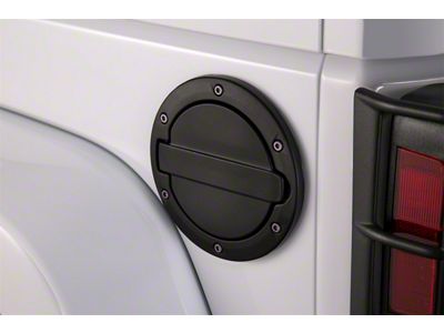 Amp Research Aluminum Fuel Door; Black (07-18 Jeep Wrangler JK)
