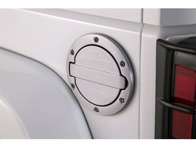 Amp Research Aluminum Fuel Door; Brushed (07-18 Jeep Wrangler JK)