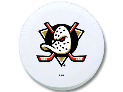 Anaheim Ducks Spare Tire Cover; White (66-18 Jeep CJ5, CJ7, Wrangler YJ, TJ & JK)