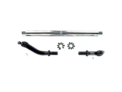 Apex Chassis 2.5-Ton Drag Link Assembly without Flip Kit; Polished Aluminum (20-25 Jeep Gladiator JT)