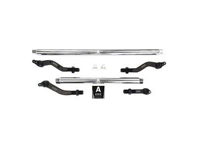 Apex Chassis 2.5-Ton Tie Rod and Drag Link Assembly with Flip Kit for Dana 44 and 4.50+ Inch Lift; Polished Aluminum (20-25 Jeep Gladiator Launch Edition, Mojave & Rubicon)