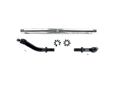Apex Chassis 2.5-Ton Drag Link Assembly without Flip Kit; Polished Aluminum (18-25 Jeep Wrangler JL)