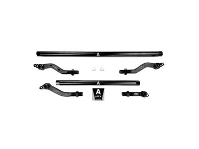 Apex Chassis 2.5-Ton Tie Rod and Drag Link Assembly without Flip Kit for Dana 30 and 0 to 4.50-Inch Lift; Steel (18-25 Jeep Wrangler JL, Excluding Rubicon)