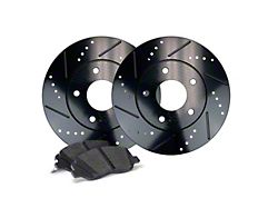 Apex One Elite Cross-Drill and Slots Brake Rotor and Friction Point Pad Kit; Front (20-25 Jeep Gladiator JT)