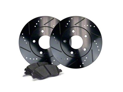 Apex One Elite Cross-Drill and Slots Brake Rotor and Friction Point Pad Kit; Front (20-25 Jeep Gladiator JT)