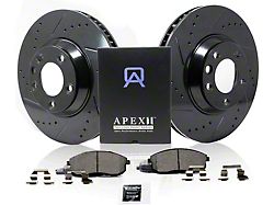 Apex One Elite Cross-Drill and Slots Brake Rotor and Friction Point Pad Kit; Rear (11-21 Jeep Grand Cherokee WK2 w/ Vented Rear Rotors, Excluding SRT, SRT8 & Trackhawk)