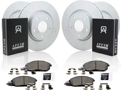 Apex One Enviro-Friendly Geomet OE Brake Rotor and Friction Point Pad Kit; Front and Rear (11-21 Jeep Grand Cherokee WK2 w/ Solid Rear Rotors, Excluding SRT, SRT8 & Trackhawk)