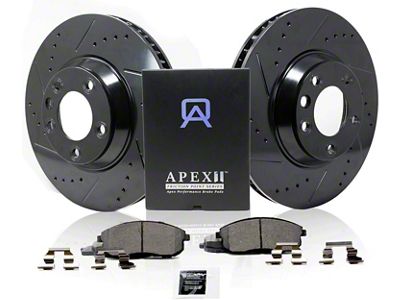 Apex One Elite Cross-Drill and Slots 6-Lug Brake Rotor and Friction Point Pad Kit; Front (08-21 Titan)
