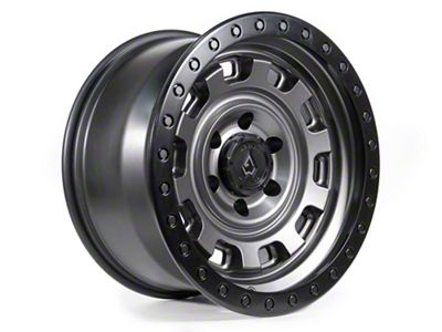 Arena Gunner Satin Gunmetal Center with Satin Black Lip 6-Lug Wheel; 17x9; 0mm Offset (21-25 Bronco, Excluding Raptor)