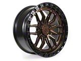 Arena Hustle Smoked Bronze Center with Satin Black Lip 6-Lug Wheel; 17x9; -12mm Offset (22-26 Bronco Raptor)