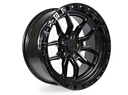 Arena Hustle Satin Black Center with Glossy Black Lip Wheel; 17x9; 0mm Offset (20-25 Jeep Gladiator JT)
