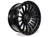 Arena Mesa Satin Black Center with Glossy Black Lip Wheel; 17x9; -12mm Offset (99-04 Jeep Grand Cherokee WJ)