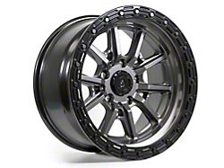 Arena Trek Glossy Gun Metal Center with Glossy Black Lip Wheel; 17x9; -12mm Offset (99-04 Jeep Grand Cherokee WJ)