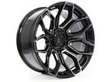 Arena Cobra Glossy Black with Brushed DDT Face Clear Wheel; 20x9; 0mm Offset (99-04 Jeep Grand Cherokee WJ)
