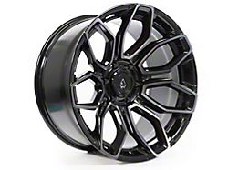 Arena Cobra Glossy Black with Brushed DDT Face Clear Wheel; 20x9; 0mm Offset (18-26 Jeep Wrangler JL)