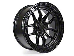 Arena Hustle Satin Black Center with Glossy Black Lip Wheel; 17x9; 0mm Offset (07-18 Jeep Wrangler JK)