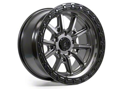 Arena Trek Glossy Gun Metal Center with Glossy Black Lip Wheel; 17x9; 1mm Offset (07-18 Jeep Wrangler JK)
