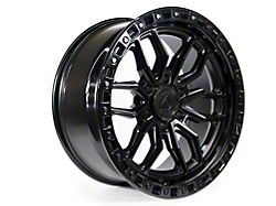 Arena Hustle Satin Black Center with Glossy Black Lip 6-Lug Wheel; 18x9; 1mm Offset (16-24 Titan XD)