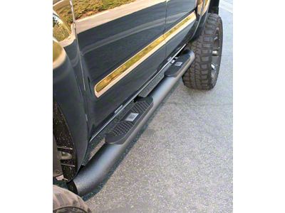 Big Step 4-Inch Round Side Step Bars; Textured Black (05-23 Tacoma Double Cab)