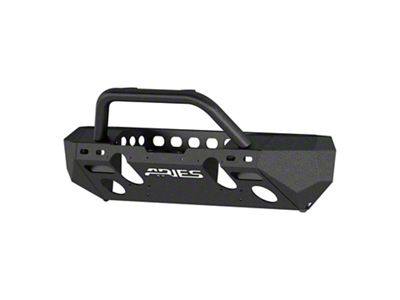 TrailChaser Aluminum Mid-Width Front Bumper with Center Brush Guard; Textured Black (07-18 Jeep Wrangler JK)
