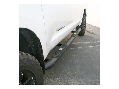 Big Step 4-Inch Round Side Step Bars; Textured Black (07-21 Tundra CrewMax)