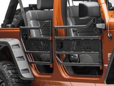 Aluminum Front Tube Doors; Textured Black (07-18 Jeep Wrangler JK)