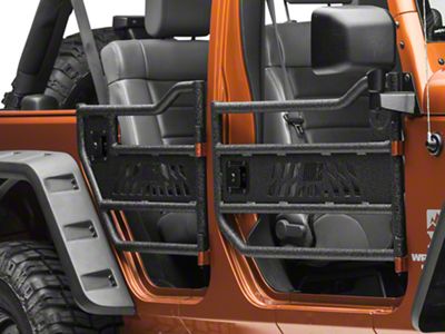 Aluminum Rear Tube Doors; Textured Black (07-18 Jeep Wrangler JK 4-Door)