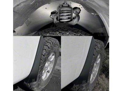 Ark Splash Guards TriXpoly Front Inner Fender Liners with Front and Rear Micro Mud Flap Flares; Black (05-15 Tacoma)