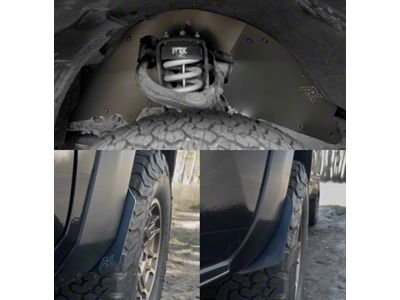 Ark Splash Guards TriXpoly Front Inner Fender Liners with Front and Rear Micro Mud Flap Flares; Black (16-23 Tacoma)