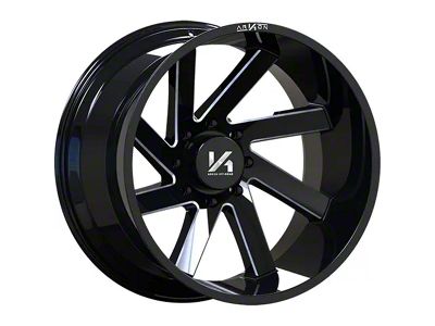 Arkon Off-Road Lincoln Gloss Black with Milled Edges 6-Lug 4-Wheel Kit; 20x12; -51mm Offset (22-25 Bronco Raptor)