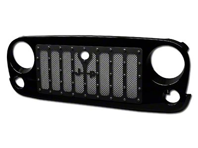 Armordillo Studded Mesh Grille; Gloss Black (07-18 Jeep Wrangler JK)