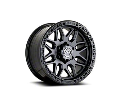 Artem GRIMLOCK Satin Black Face with Gloss Black Ring Wheel; 20x10; -19mm Offset (07-18 Jeep Wrangler JK)