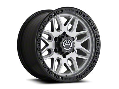 Artem GRIMLOCK Silver Face with Satin Black Ring Wheel; 17x9; -12mm Offset (07-18 Jeep Wrangler JK)
