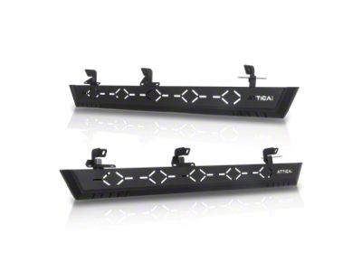 Attica 4x4 Frontier Series Side Step Bars with Step Lights; Textured Black (21-25 Bronco 4-Door)