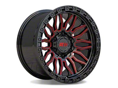 ATW Off-Road Wheels Nile Gloss Black with Red Milled Spokes 6-Lug Wheel; 17x9; 0mm Offset (25-26 4Runner)